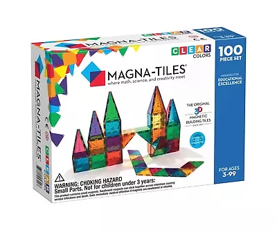 NIB Magna Tiles 100pc Clear Color 3D Magnetic Building Tiles Valtech • $91