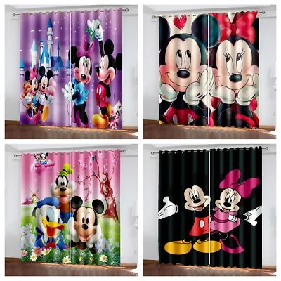 3D Mickey Mouse Curtains Baby Kids Curtains Blackout Curtains Ring Top Eyelet • £28.80