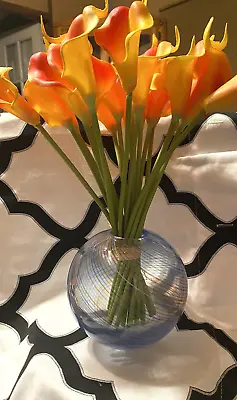 $45 • Buy Vintage *dansk* Glass Art Orb Vase Swril ~lovely