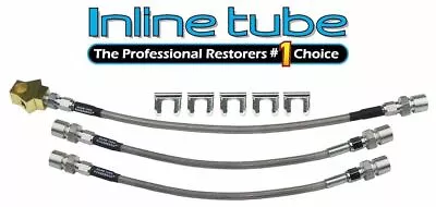 66-69 B-Body Front Disc / Rear Drum Stainless Braided Brake Flex Hose Set Dana • $82.74