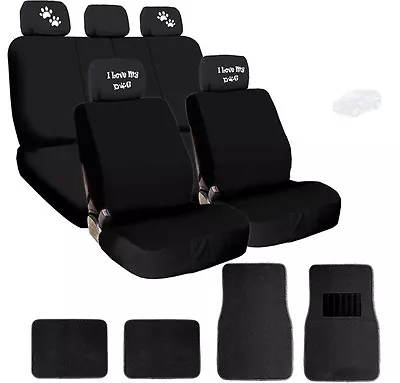 For Mazda New 4x I Love My Dog Paws Logo Headrest With Seat Covers And Mats • $59.36