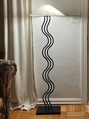 Vintage 1980s Squiggle Floor Lamp ALSY Black Steel Waves Wavy Postmodern Memphis • $898.50