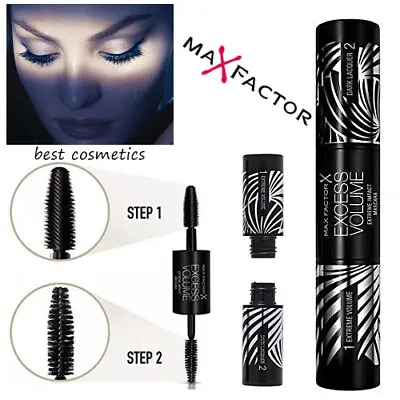 Max Factor Eye Mascara Excess Volume Extreme Impact 2 Steps - 01 Black 20ml New • $15.89