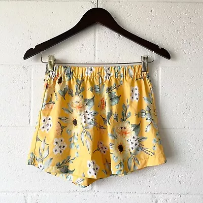 SHEIN Yellow Floral Sunflower Boho Sun Beach Casual Shorts Women's Size XS • $8.40