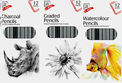 24 X Artist Pencils For Drawing Sketching Charcoal Watercolour Graded Pencil • £3.99