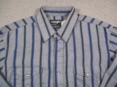 Vintage Wrangler Pearl Snap Shirt Men's 16.5-34 Cowboy Cut USA Made Western • $25