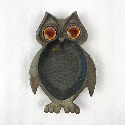 Vintage Owl Trinket DISH Tray Cast Iron Metal Spoon Rest • $22.99