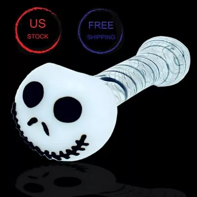 4.5  Tobacco Glass Pipe Skull Smoking Pipes Pocket Swirl Stripe Bowl Hand Pipe • $5