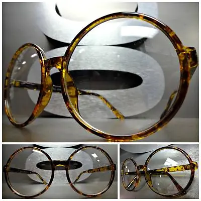 OVERSIZED VINTAGE RETRO Style Clear Lens EYE GLASSES Large Round Tortoise Frame • $19.99