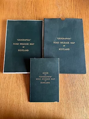  Geographia  Road Mileage Map Of Scotland - Linen Folded Map With Booklet • £29.99