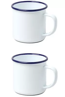 2 X White Enamel Camping Mug Falcon 8cm 284ml Drinking Cup Camping Scouts Hiking • £9.59