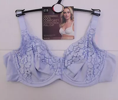 M & S Cool Comfort Supima Cotton Rich Full Cup Bra Underwired Smoothing Wings • £8.95