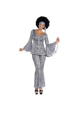 Dancing Queen Costume Ladies 1970's Fancy Dress 70s Disco Diva Groovy Abba VGC • £21.99