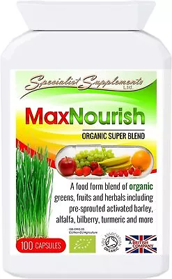 Specialist Supplements MaxNourish Organic 100 Capsules (Pack Of 1)  • £19.74