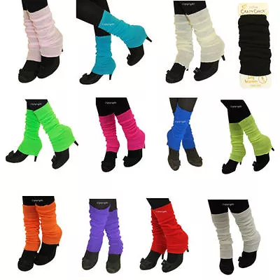 Deluxe Luxurious Ladies 80's Plain Ribbed Leg Warmers Legwarmers 15 Colour TU TU • £4.49