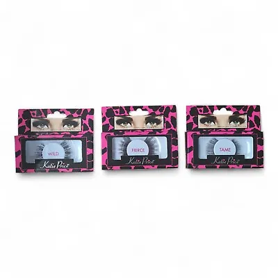 3 X Katie Price Jordan False Eyelashes - Tame Fierce & Wild Celebrity Beauty • £4.99