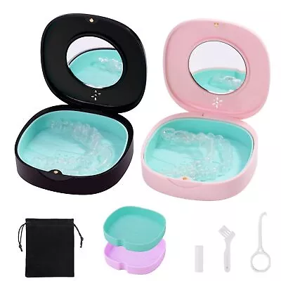 Slim Retainer Case With Mirror - Invisalign & Mouth Guard Compatible • $23.95