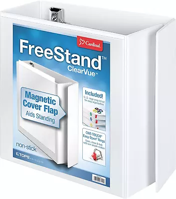 Cardinal 3 Ring Binder 5 Inch FreeStand Binder With Magnetic Cover Flap Shelf • $55.92