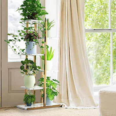 6 Tier Potted Metal Plant Stand Rack Curved Stand Holder Display Shelf • £33.59