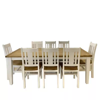 Leura Belle Rustic 8 Seater Rectangle Dining Table & Chairs Setting | Country • $2390