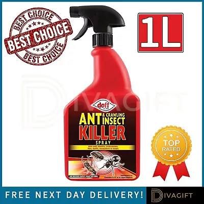 1l Ant Crawling Insect Killer Spray Beetles Cockroaches Flies Moths Mosquitoes • £9.99