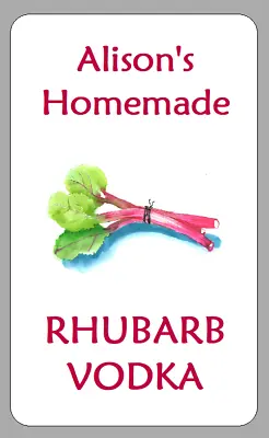 Rhubarb Vodka Bottle Labels Personalised Homemade Drink Stickers Portrait • £2.70