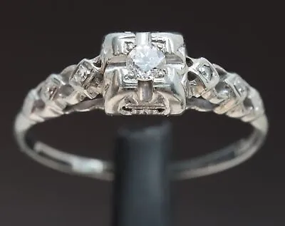 Size 7.5 Old European Cut Diamond 1940s Vintage 18k Gold Ring 1/10ctw • $299.95