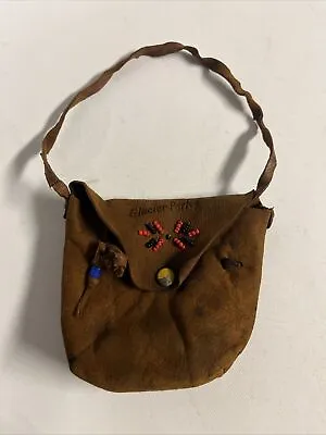 Vintage Glacier National Park Native American Made Leather Marble Bag Coin Purse • $29.99