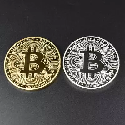 Commemorative Metallic Bitcoin Collection Coin Keychain And Banknote For Gifts A • $20.89