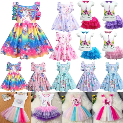 $21.29 • Buy Kid's Girls Unicorn Princess Dresses Party Tutu Tulle Dress Skirt T-Shirts