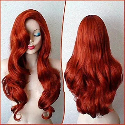 Long Copper Orange Wavy Wigs Natural Synthetic Cosplay Costume Heat Safe Wear • $18.04