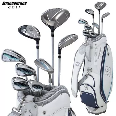 Ladies Bridgestone BG-100L Navy Club Set 1W 5W U6 7I 9I Pw Sw PT 8pc & Golf Bag • $1224.71