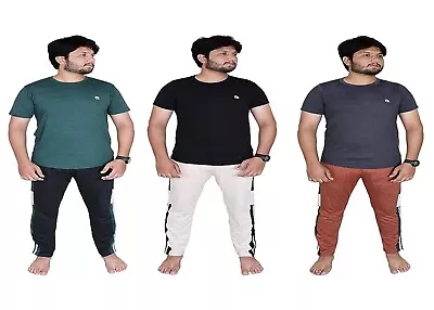 Men's Pyjamas Sets Plain Short Sleeve Top And Bottoms Loungewear Set Cotton UK • £9.99