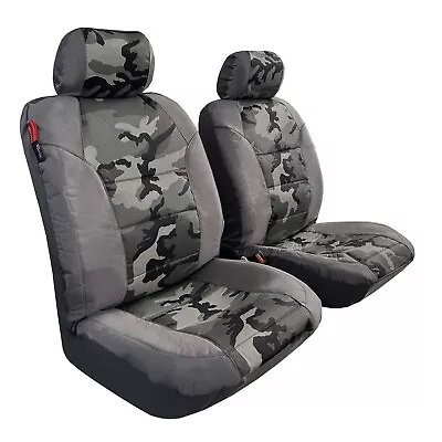 For Ford F-150 XLT 4-Door Front Gray Canvas Army Gray Camo Front Car Seat Covers • $52.99