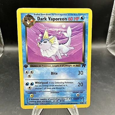 Dark Vaporeon - 45/82 - Uncommon - 1st Edition Pokemon Team Rocket • $5.99