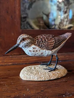 Vintage Hand Carved Sandpiper Bird Signed H Buckwaster Great Detail On Wood Base • $74.95