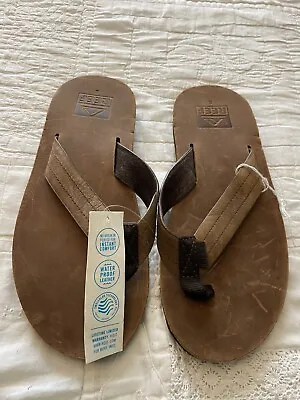 NEW Reef Leather Flip Flop Sandals Mens Size 8  Tan With Brown Sole • $19.90