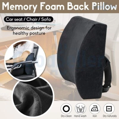 $20.95 • Buy Memory Foam Lumbar Back Pillow Support Back Cushion Home Office Car Seat Chair