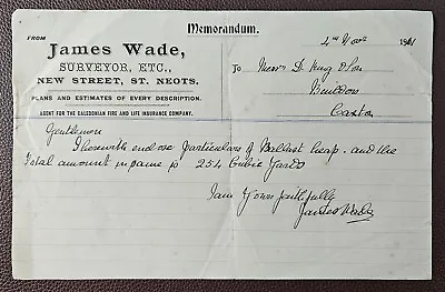 1911 James Wade Surveyor New Street St. Neots Memorandum • £4.99