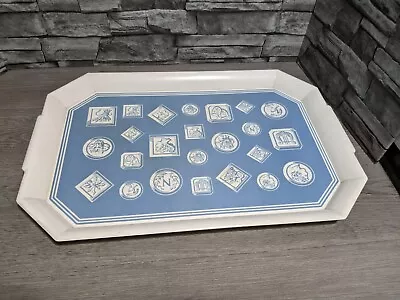 Vintage 13.5  Melmac Blue White Serving Tray Platter W/Greek Roman Classical Art • $34.16