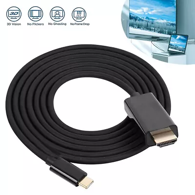 Phone/Laptop To TV USB Type C To HDMI Lead 4K 60Hz UHD Cable 1.8m Black Sets New • £11.89