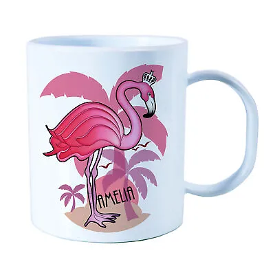 £10.99 • Buy Personalised Flamingo Plastic Mug Children's Birthday Gift Juice Cup Any Name