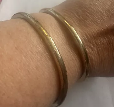 Vintage Double Layered Gold Tone Open Cuff Bangle Bracelet 1.5” Wide 7.5” Length • $15