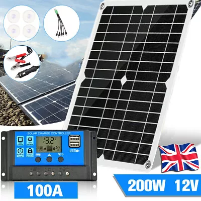 200W Solar Panel Kit Battery Charger & 100A Controller For Car Van Caravan Boat • £25