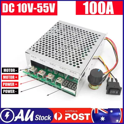 DC10V-55V 12V 24V 48V 100A PWM Motor Speed Controller CW CCW Reversible Switch • $30.39