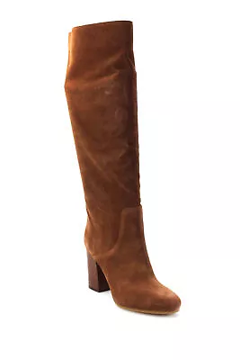 MICHAEL Michael Kors Womens Leigh Block Heel Tall Suede Boots Brown Size 7.5 • $119