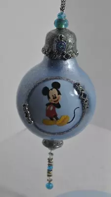 Handcrafted Artist Design Micky Mouse  Light Bulb Art  Embellished Ornament OOAK • $40