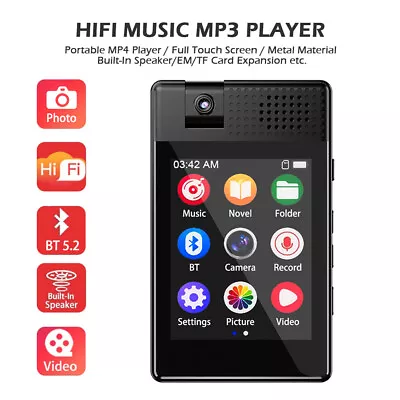 2.5 Inch MP3 Player Bluetooth 5.3 Full Touch Screen HiFi Music Built In Speaker • $12.24