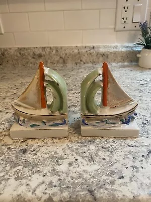 Sailboat Bookends Ceramic Made In Japan • $16