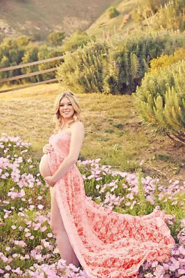 Women's Maternity Dress Pregnant Clothes Photography Photo Props Lace Gown Dress • $18.79